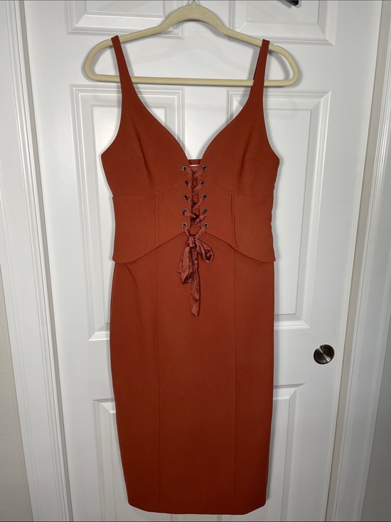 cinq a sept Dresses & Skirts - CINQ A SEPT Demia Bustier Corset Lace Up Midi Dress Sz 8 Sleeveless Burnt Orange